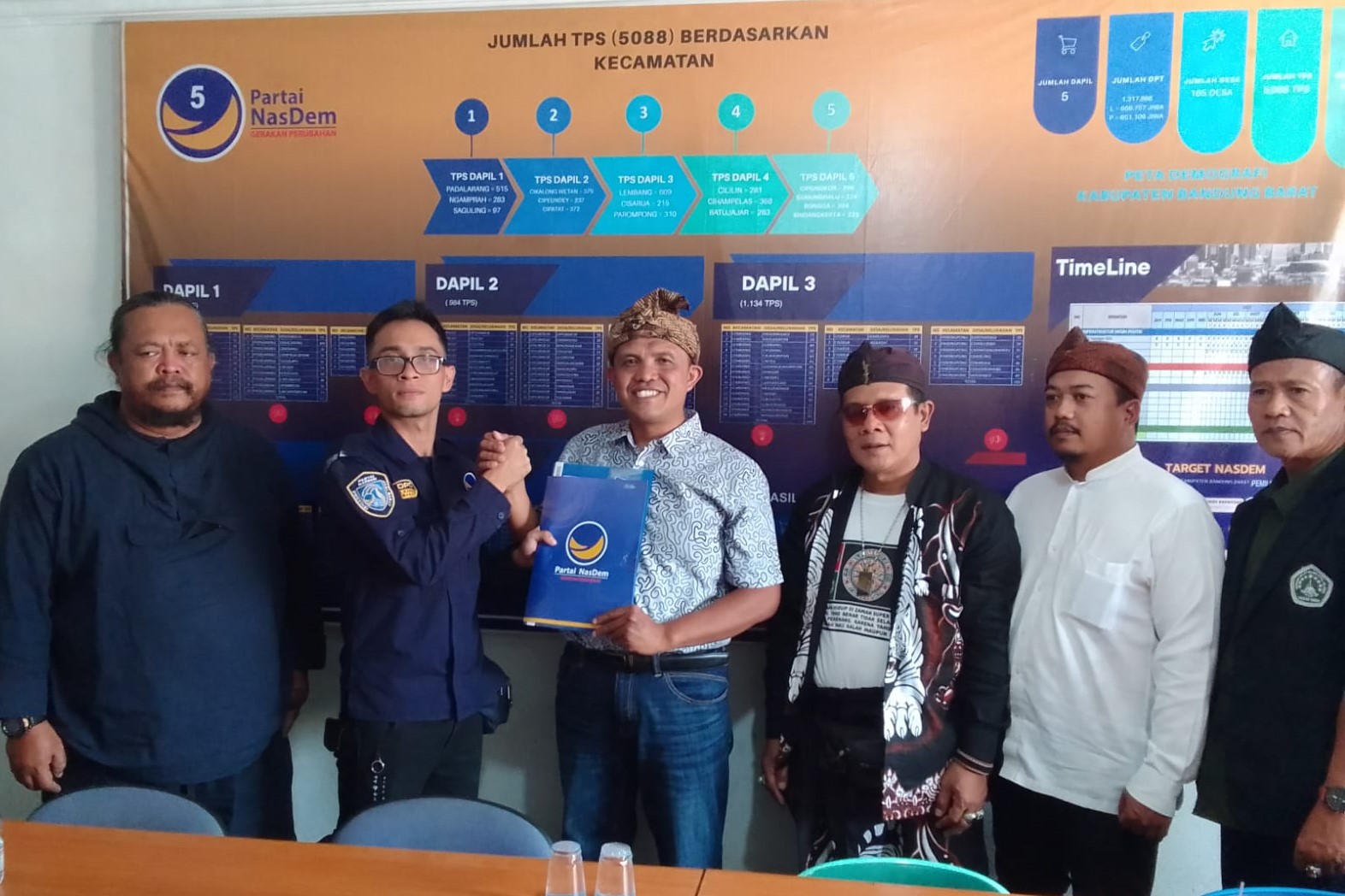 Balon Bupati KBB, Aas Mohamad Asor, SH, MH mengembalikan formulir pendaftaran ke DPD Partai Nasdem KBB di Jalan Raya Ciburuy Padalarang, Selasa (07/05). Foto/BANDUNGSATU.COM